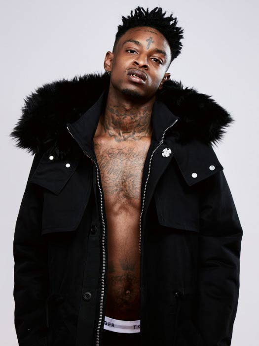 21 Savage poses for a modeling photoshoot in 2016