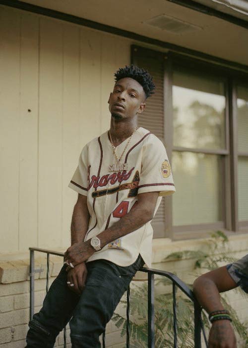 21 Savage poses for a photoshoot for The Fader magazine in 2017