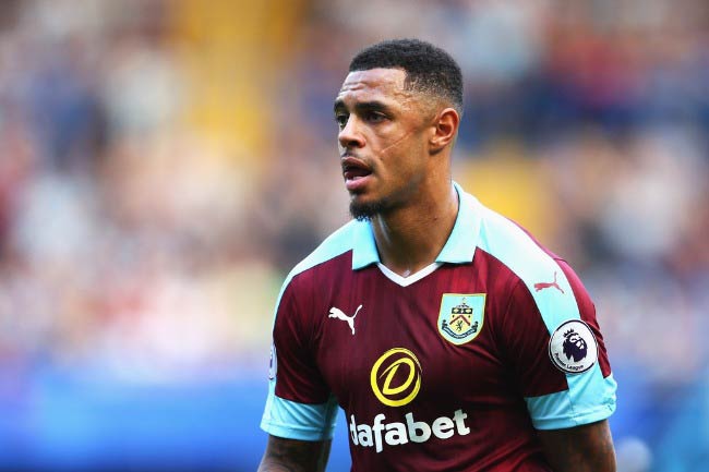 Andre Gray at the EPL match between Burnley and Chelsea in August 2016