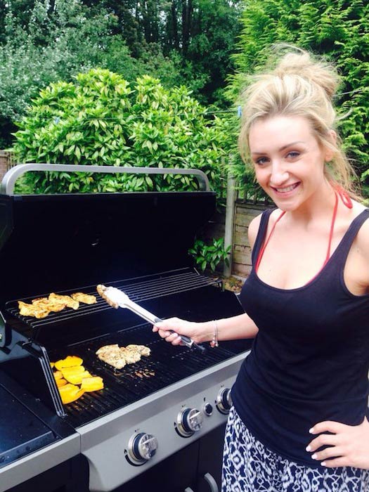 Catherine Tyldesley preparing barbeque