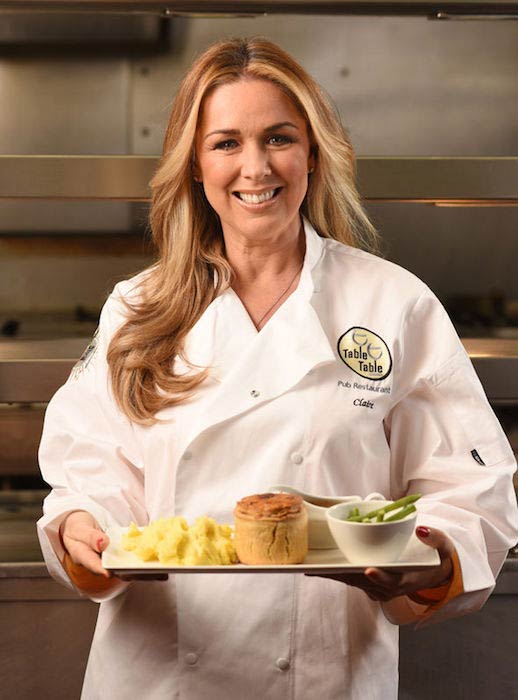 Claire Sweeney at Table Table preparing cake