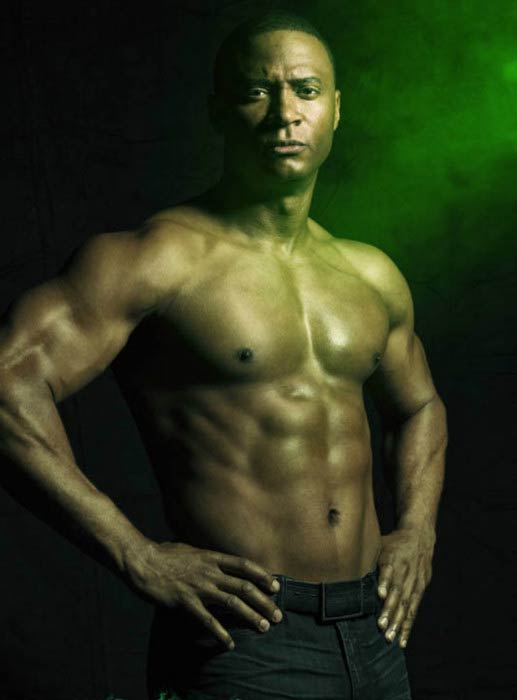 David Ramsey shirtless in a promotional photoshoot for Arrow TV series