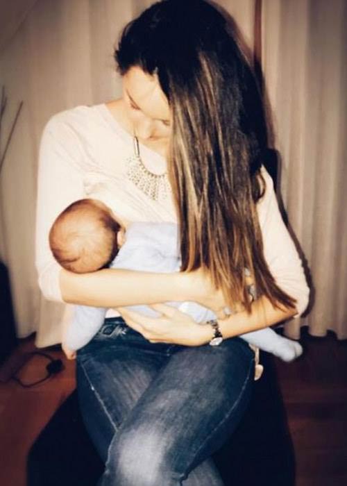Emily MacDonagh breastfeeding her baby son Theo