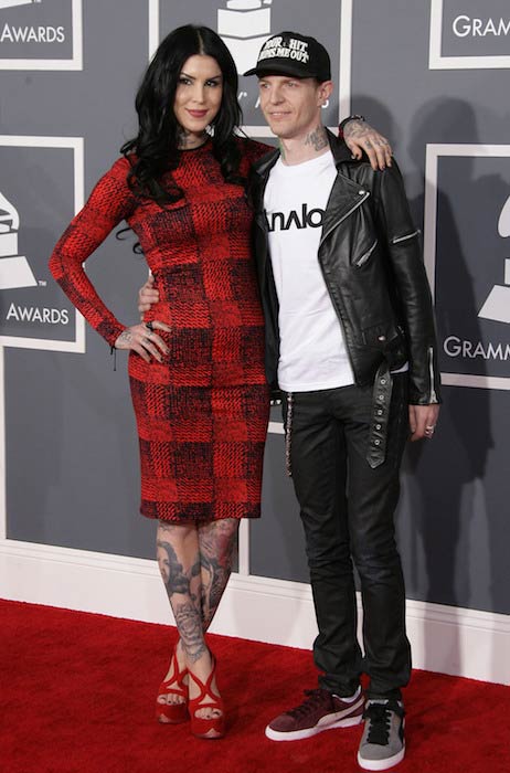 Kat Von D with ex-boyfriend Joel Zimmerman/Deadmau5 at the 55th Grammy Awards in 2013