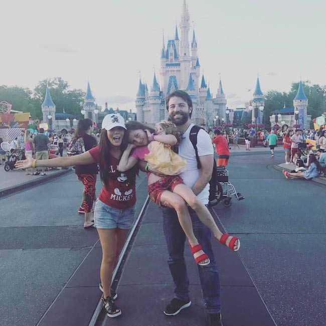 Marisol Nichols with husband, Taron Lexton and daughter Rain at Disney World in April 2017