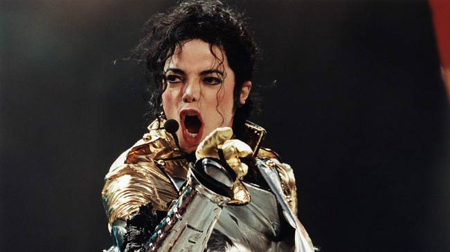 Michael Jackson performing at a concert in Bremen, Germany in May 1997