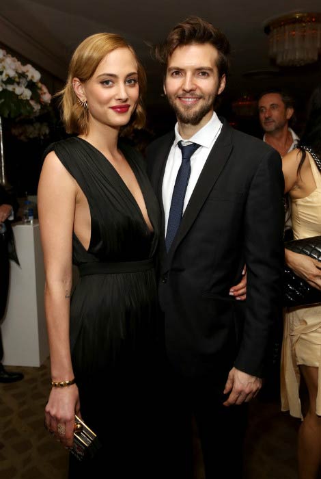 Nora Arnezeder and Guy Burnet at the Amazon's Golden Globe Awards Celebration in January 2016