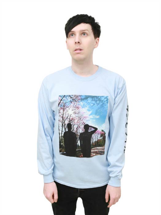 Phil Lester poses for a modeling photoshoot for promotion of his merchandise