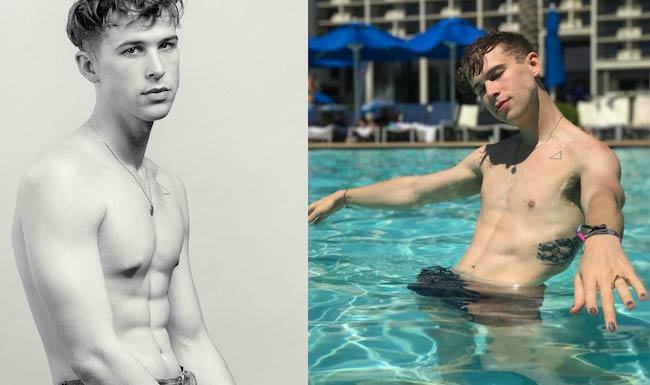 Left: Picture posted to Tommy Dorfman’s Instagram account in April 2017, Right: Chilling in JW Marriott Desert Springs Resort and Spa in California in April 2017
