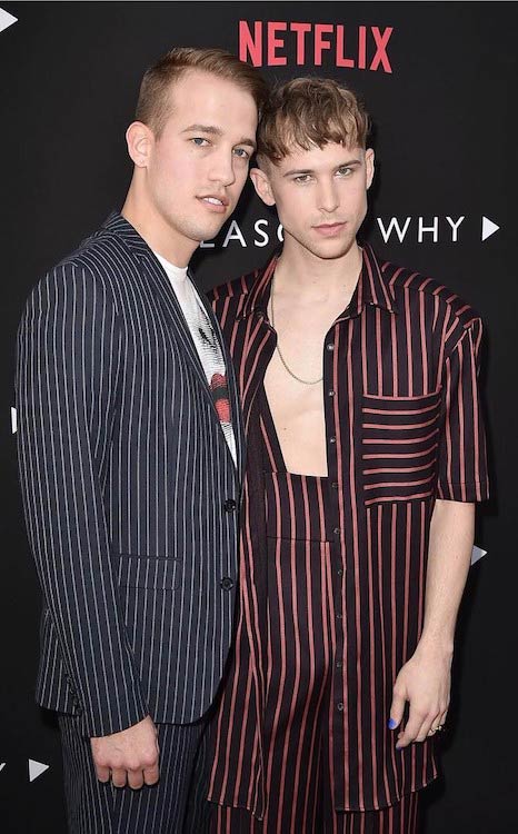 Tommy Dorfman with husband, Peter Zurkuhlen at the premiere of 13 Reasons Why in March 2017