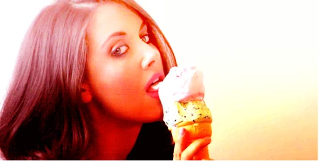 Alison Brie licking ice cream