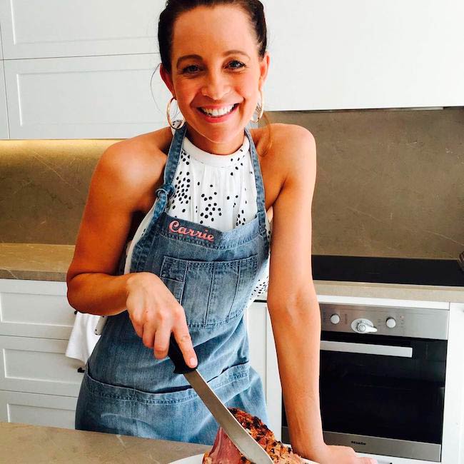 Carrie Bickmore while cooking