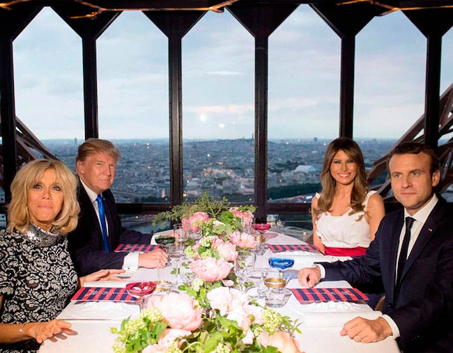 Donald Trump and Emmanuel Macron in an Eiffel Tower Restaurant