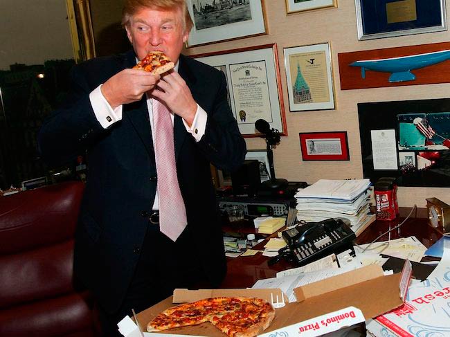 Donald Trump having a Domino's Pizza