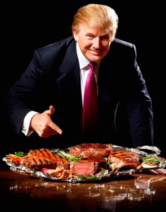 Donald Trump with his favorite steaks