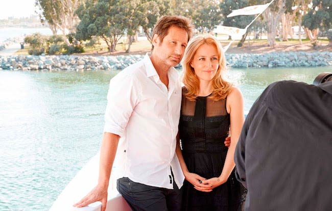 Gillian Anderson with The X-Files co-star, David Duchovny for TV Guide photoshoot in California in July 2013