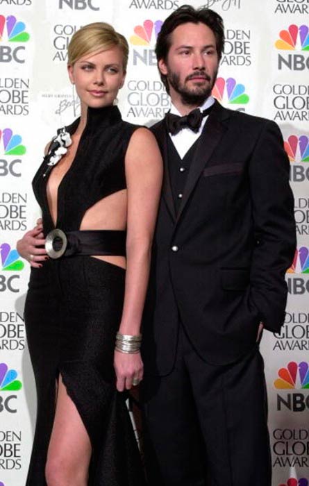 Keanu Reeves and Charlize Theron at the 58th Annual Golden Globe Awards in January 2001