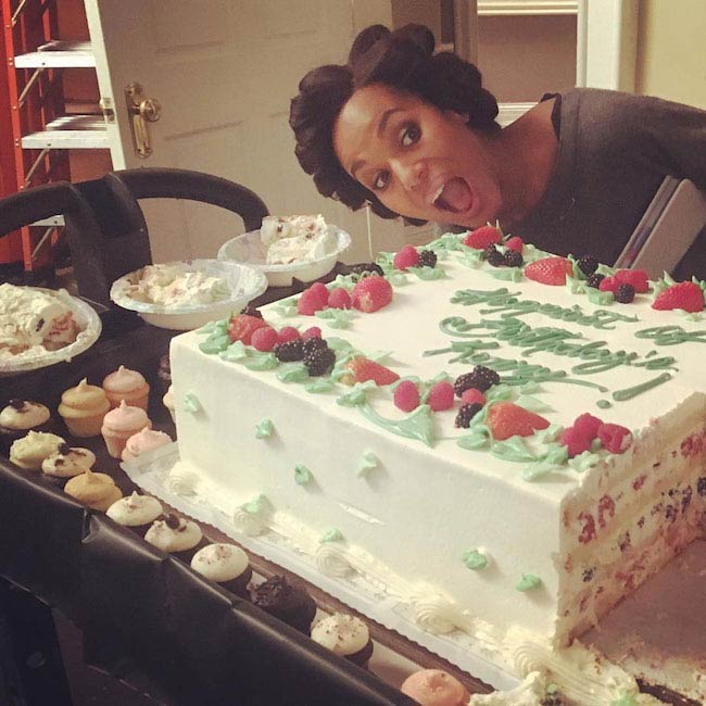 Kerry Washington with a birthday cake