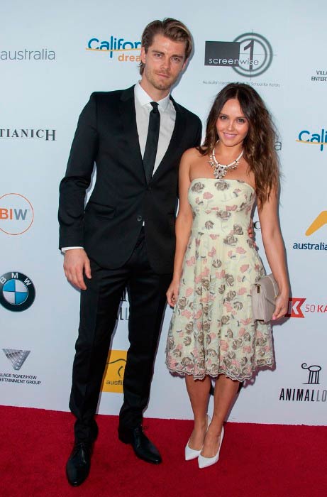 Luke Mitchell and Rebecca Breeds at the Australians in Film's Heath Ledger Scholarship Dinner in July 2014 in Los Angeles