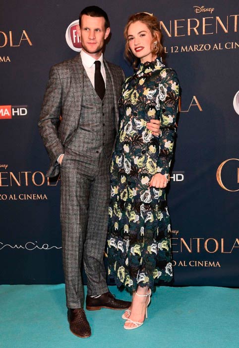 Matt Smith and Lily James at the premiere of film Cinderella in February 2015 in Milan