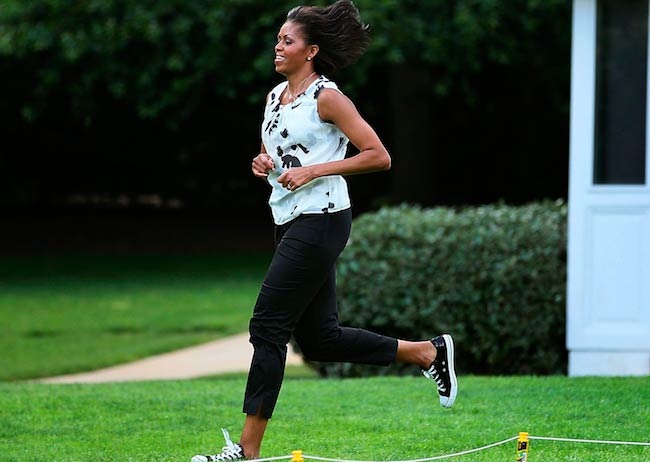 Michelle Obama running outdoors