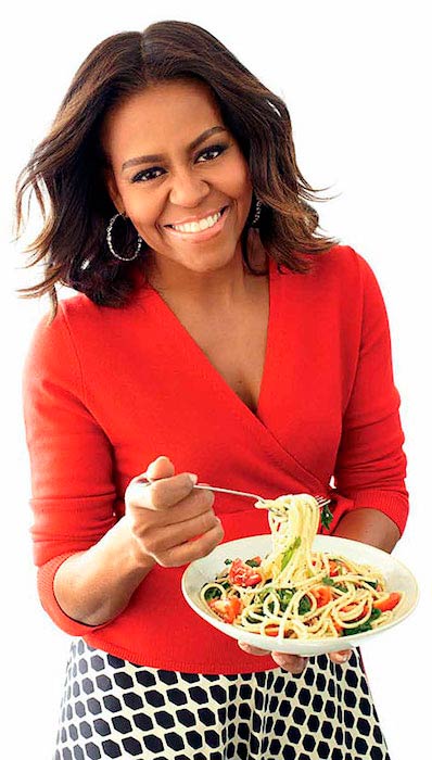 Michelle Obama with her meal