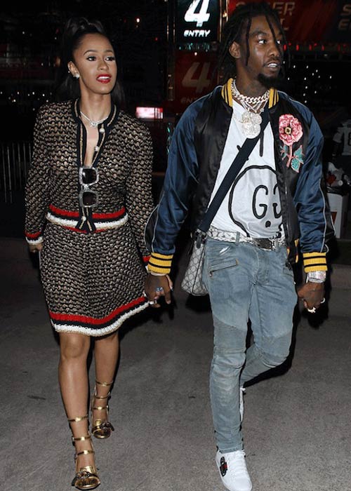 Offset and Cardi B arriving at a private event in 2017