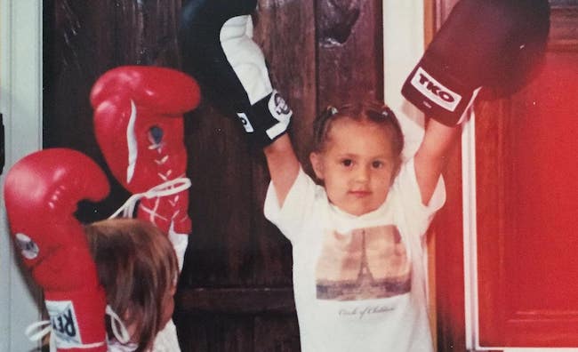 Sistine and Sophia Stallone learning to box in 1999