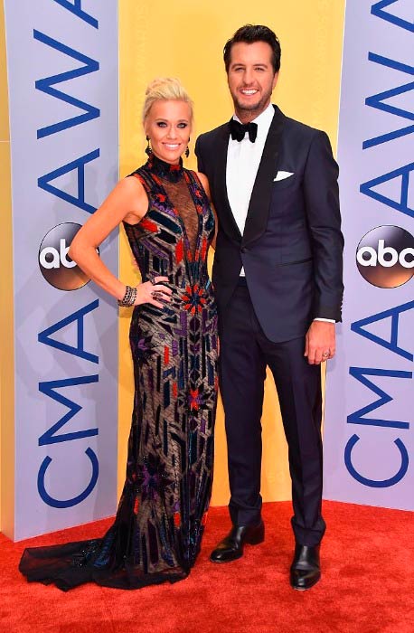 Luke Bryan and Caroline Boyer at the 50th annual CMA Awards in November 2016