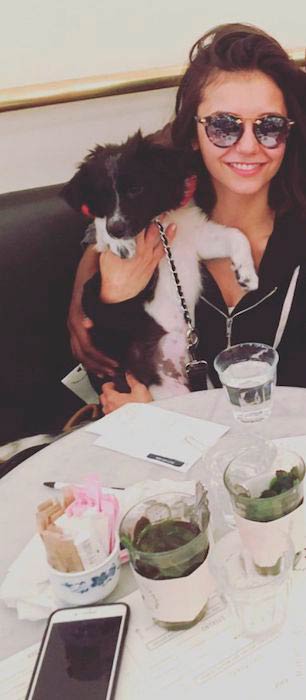 Nina Dobrev with her dog