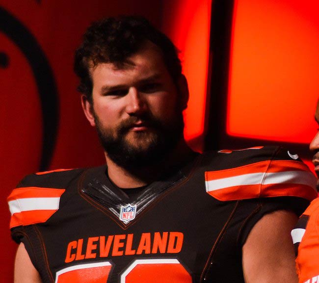 Joe Thomas at the launch of Cleveland Browns' New Uniform in April 2015