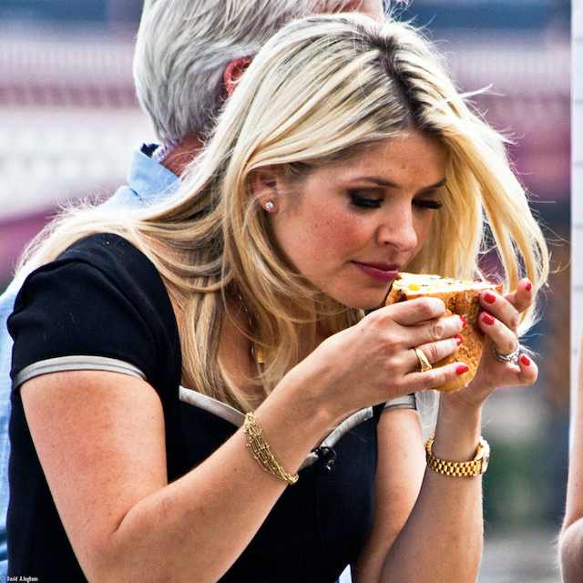 Holly Willoughby seems to be liking the smell of the food