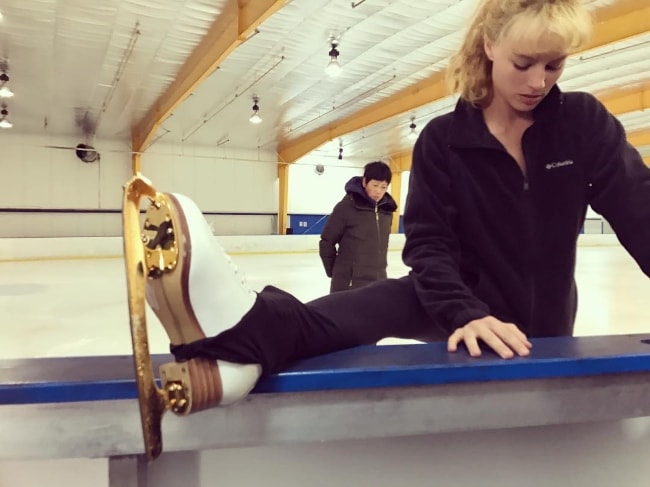 Margot Robbie while training on the ice in 2017