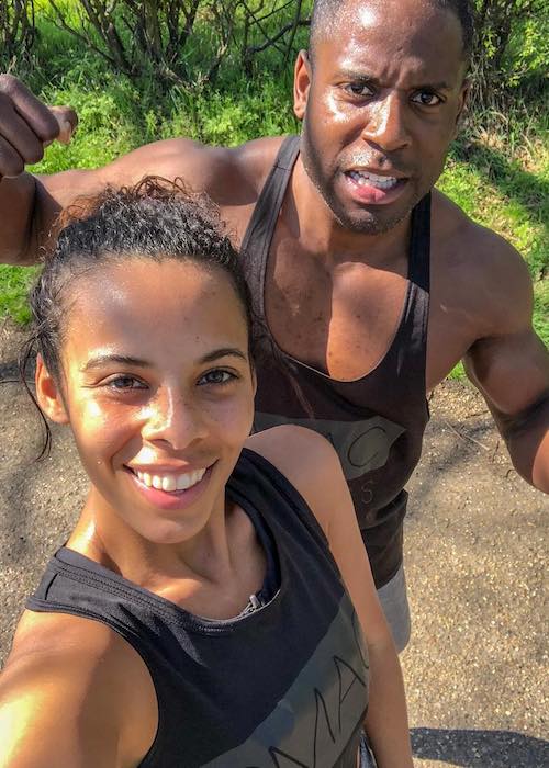 Peter Mac and Rochelle Humes in a selfie in April 2018