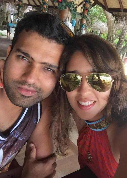 Ritika Sajdeh with Rohit Sharma in an Instagram selfie in December 2015