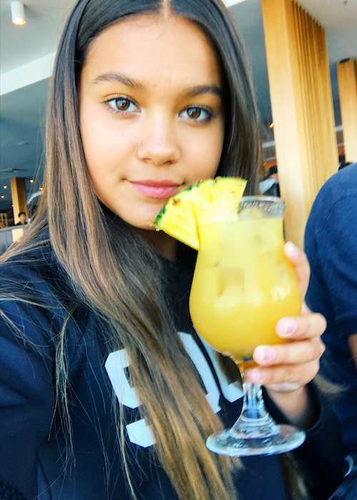 Alexa Curtis drinking Tropical Punch in January 2018