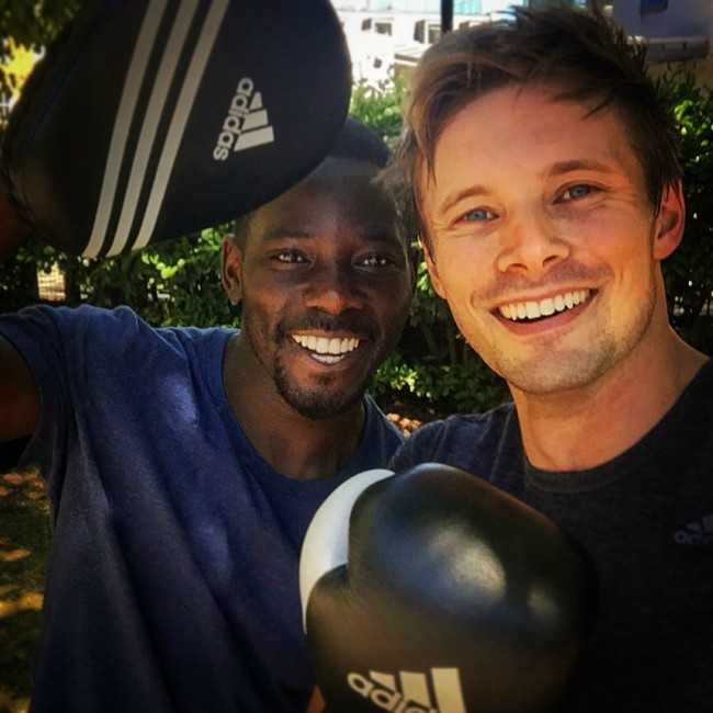 Bradley James in a Selfie with Lawrence Amaah in August 2016