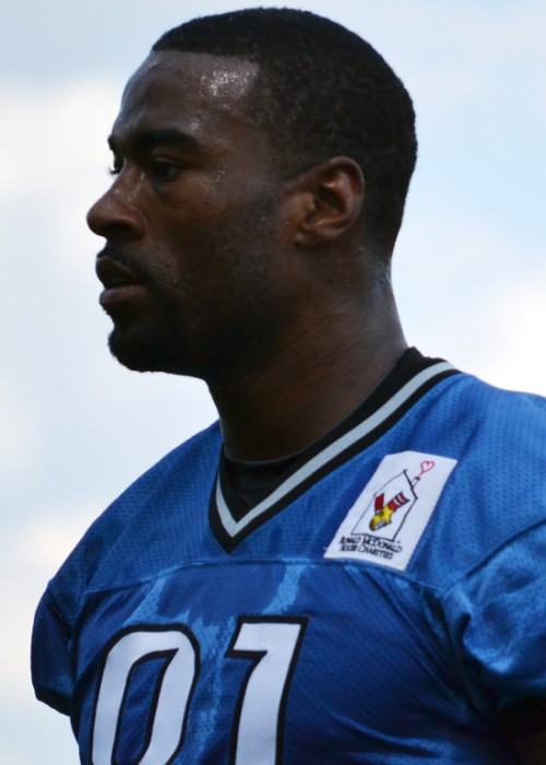 Calvin Johnson at the Detroit Lions training camp in August 2012