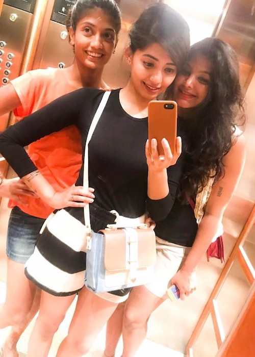 Disha Madan with her best friends Navya Shri and Pooja Sharma (Right) in March 2017