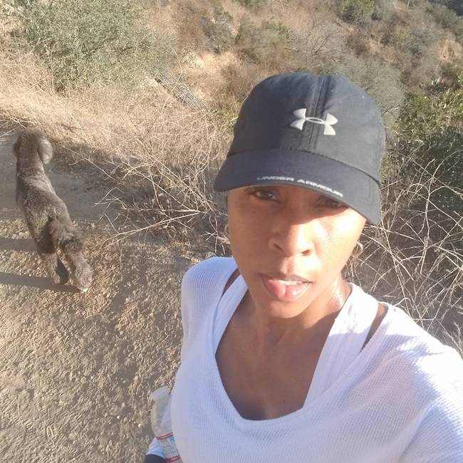 Latreal Mitchell with her dog Storm during a hiking session in October 2017