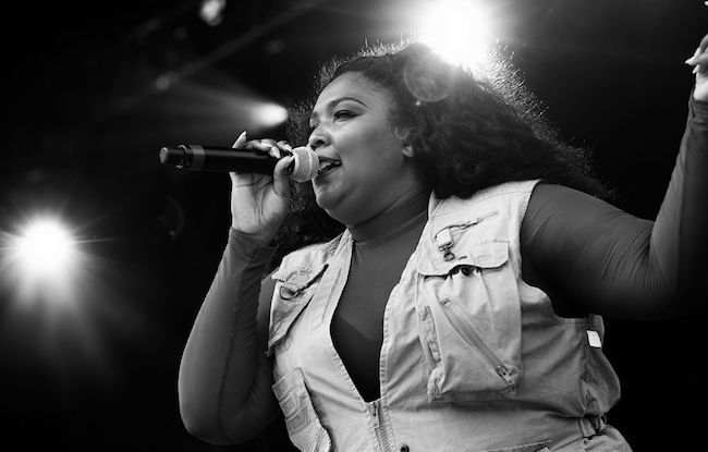 Lizzo singing at Day Two of Boston Calling in May 2016