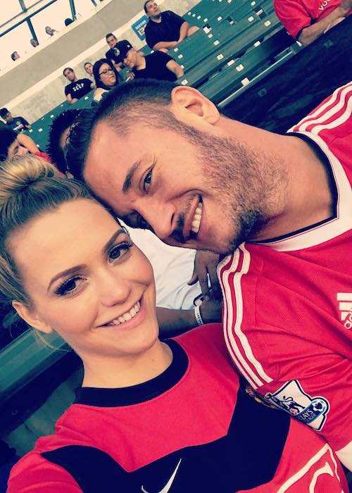 Mia Malkova and Danny Mountain at a football game between LA Galaxy and Manchester United in July 2017