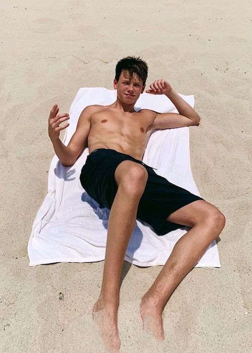 Carson Lueders soaking himself in the Miami sun in June 2019