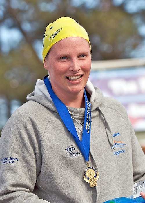 Leisel Jones after winning the 100 meter breaststroke in 2009