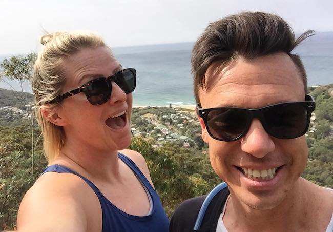 Leisel Jones with partner Damon Martin in a selfie during a hike in September 2017