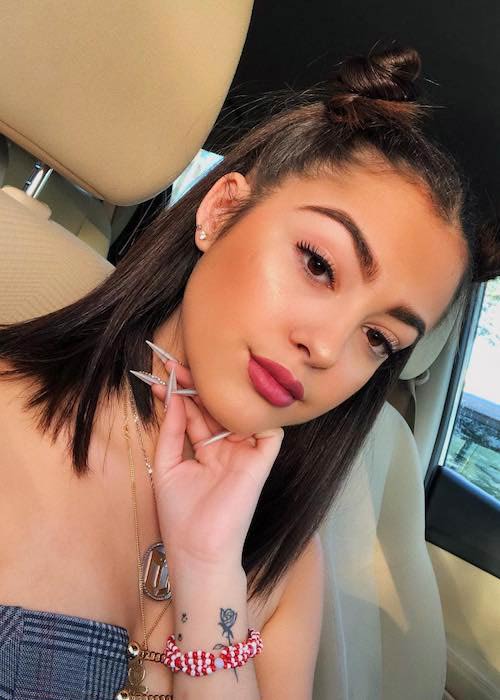 Malu Trevejo in a car selfie in January 2018