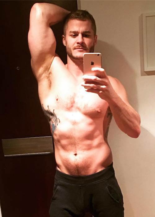 Austin Armacost shirtless body on display while holidaying in Slovakia in February 2017