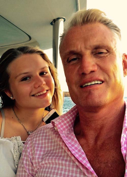 Dolph Lundgren with daughter Greta Evelyn Lundgren on a yacht in August 2017