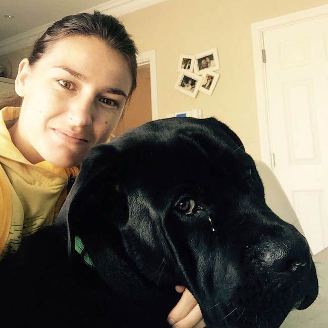 Katie Taylor with her dog in a selfie in September 2015