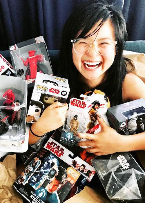 Kelly Marie Tran with Star Wars toys as seen in October 2017